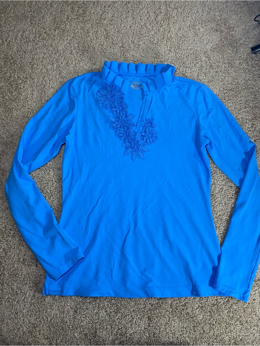 Lilly Pulitzer Frida Long Sleeve Flower Polo UPF Luxletic Size Medium